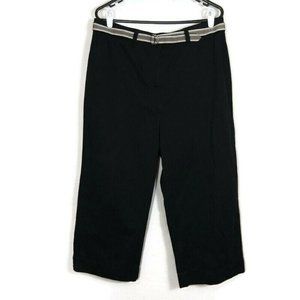 Ralph Lauren Women's Straight Wide Leg Crop Pants With Belt Black Size 14 (33")
